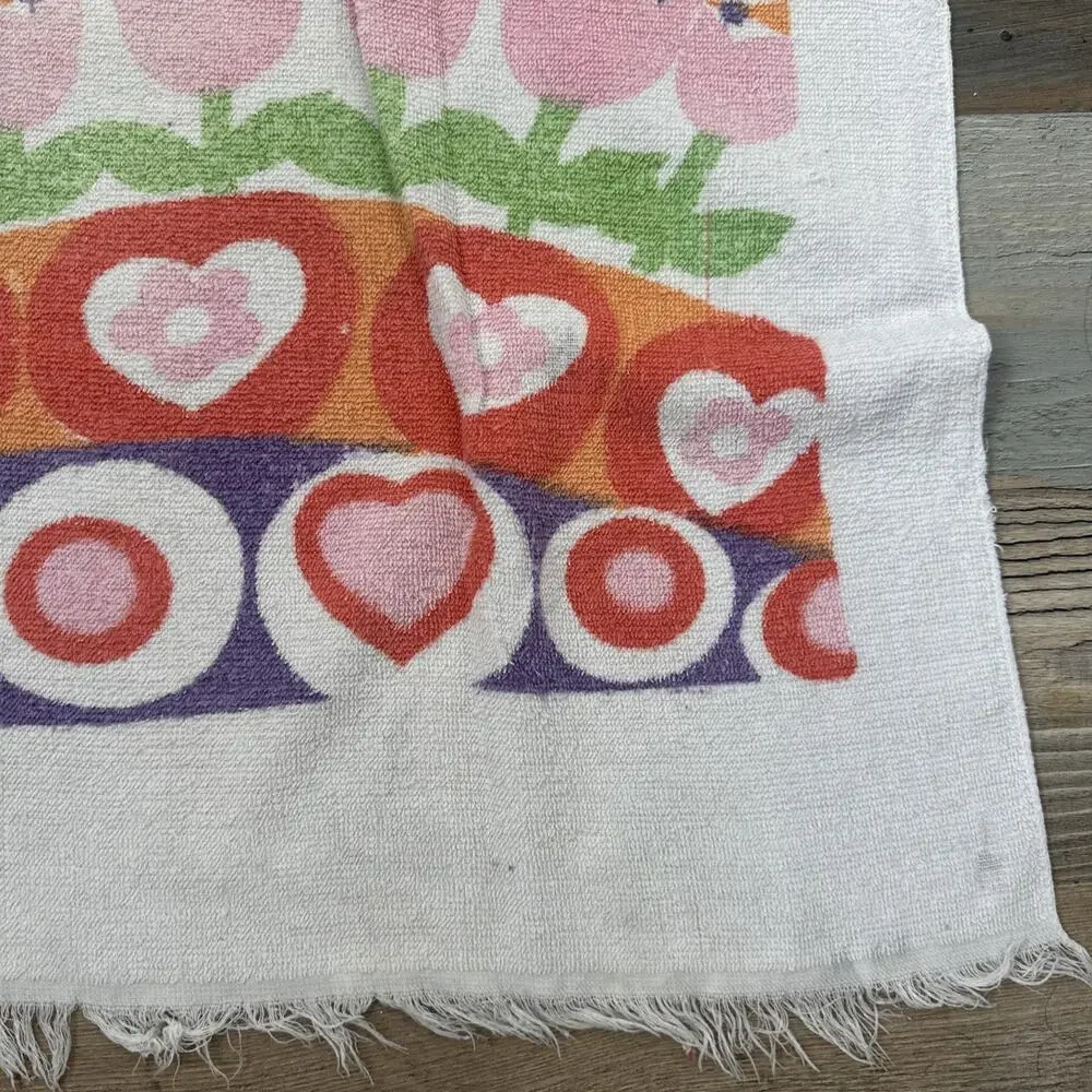 Vintage Fringed Groovy Beach Towel Hippie Flower Power “You Make My Sunshine”